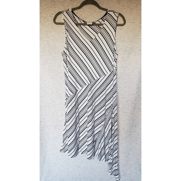 Like New Soma Asymmetrical Stripe Dress Navy and White - Picture 1 of 6